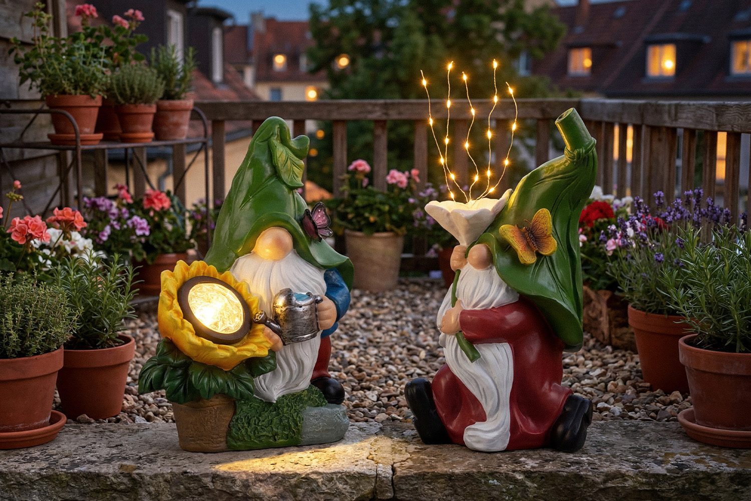 Set van 2 solar tuinkabouters - Green Series