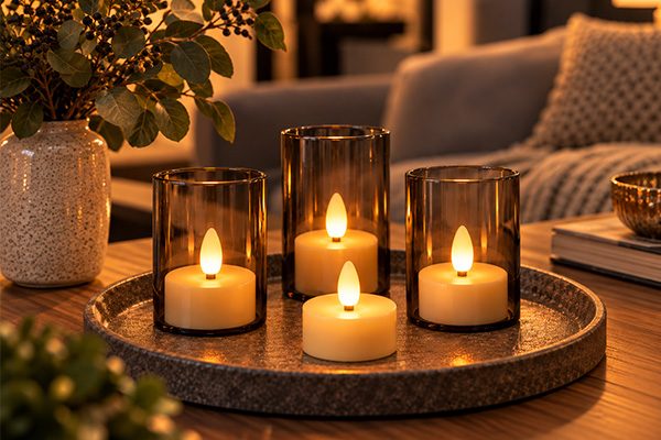 Oplaadbare led-theelichtjes met houder– FlinQ