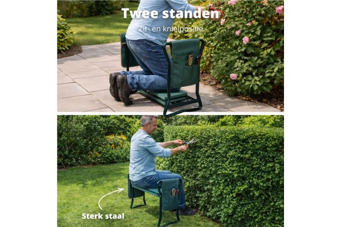 Sunny Kniebank Tuinzetel 2-in-1 Opvouwbare gereedsch