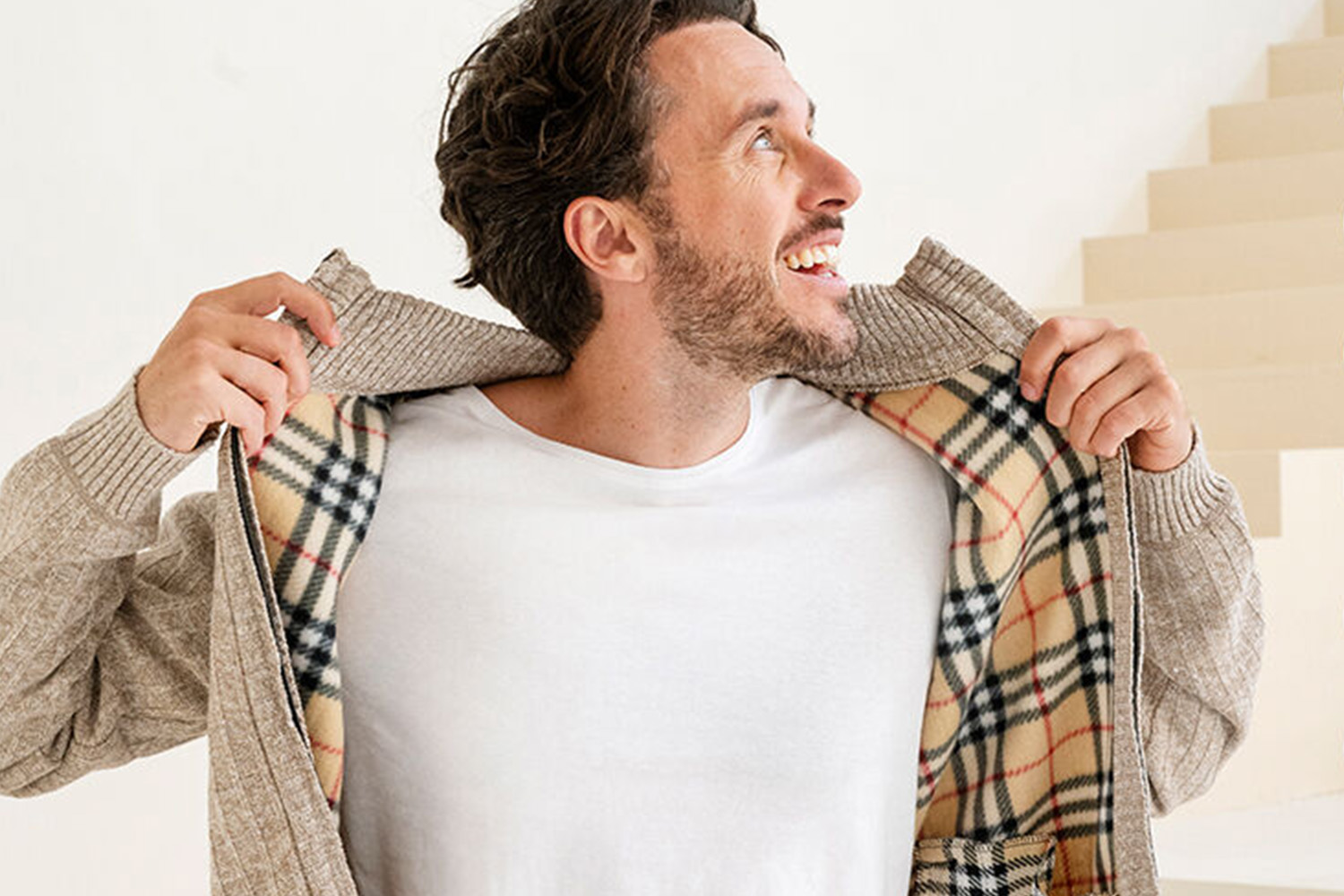 Warme trui met fleece voering voor heren