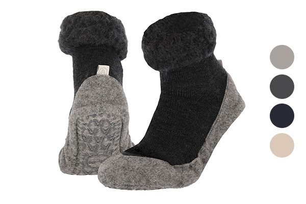 Wollen pantoffelsokken met antislipzool