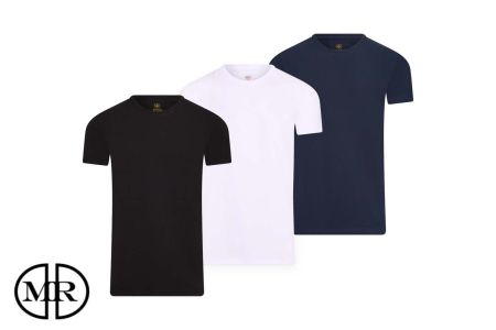 3 effen T-shirts voor heren met ronde of V-hals